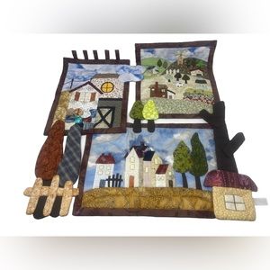 Handcrafted Handmade Tapestry Curtain Wall Window Door Accent Sky Clouds Farm